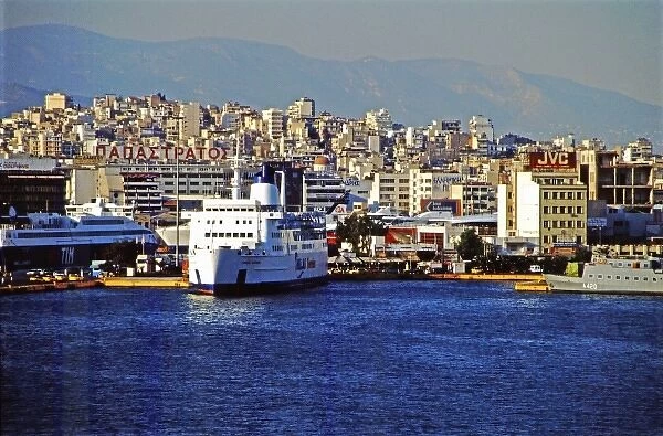 Greece, Aegean Sea, Athens. Port city of Pireaus (Pireas) located on the Gulf of Saronikos