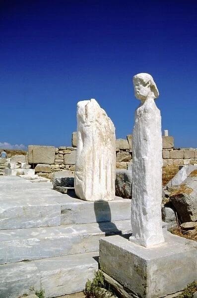 Greece, Aegean Sea, Delos. Marble statues along the Sacred Way