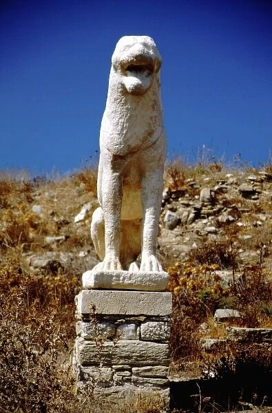 Greece, Aegean Sea, Delos, Tarrace of the Lions, famous marble lion statue