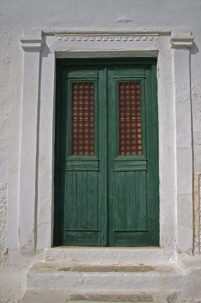 Greece, Amorgos, Chora. Doorway to a nineteenth century Neo- Classical house