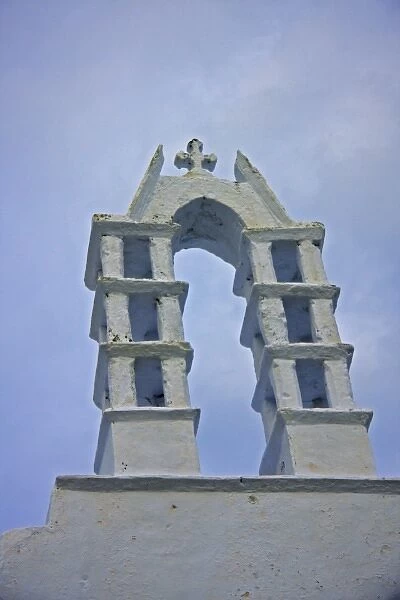 Greece, Amorgos, Chora. Steeple of a Greek Orthodox church
