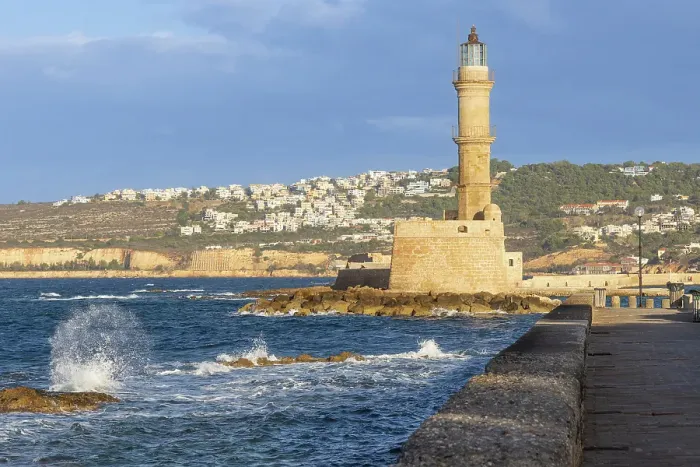 Framed Print : Greece, Crete, Chania harbor, old town. Chania Lighthouse Framed Print : Greece, Crete, Chania harbor, old town. Chania Lighthouse