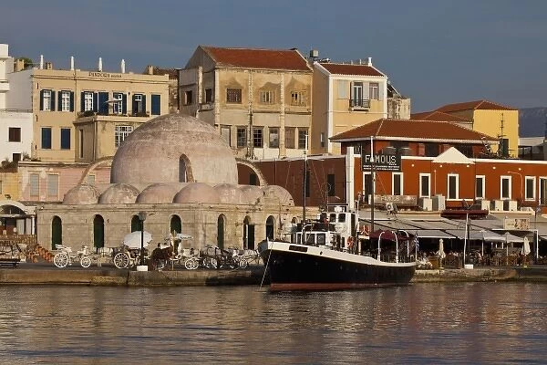 Greece, Crete, Chania, old harbor and its tourist activity
