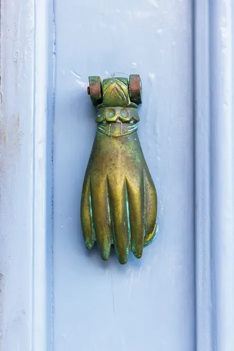 Framed Print : Greece, Crete, Chania, Old Town. Bronze door knocker