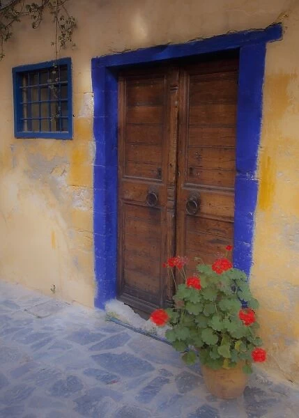 Greece, Crete, Chania, old town with colorful doorway to Turkish Restaurant