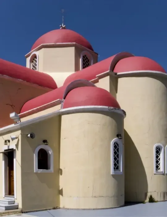 Framed Print : Greece, Crete. Church on Lasithi Plateau