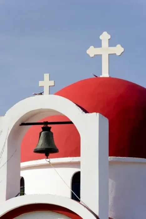 Framed Print : Greece, Crete. Church in village of Plati on Lasithi Plateau