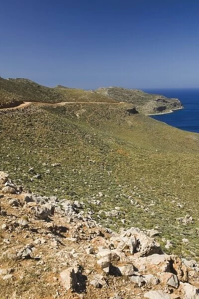 GREECE, CRETE, Hania Province, Gramvousa Peninsula: The road to Balos Beach