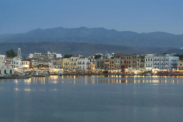 GREECE-CRETE-Hania Province-Hania: Dusk  /  Evening at the Venetian Port