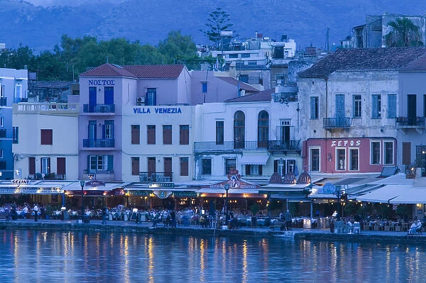 GREECE-CRETE-Hania Province-Hania: Dusk  /  Evening at the Venetian Port
