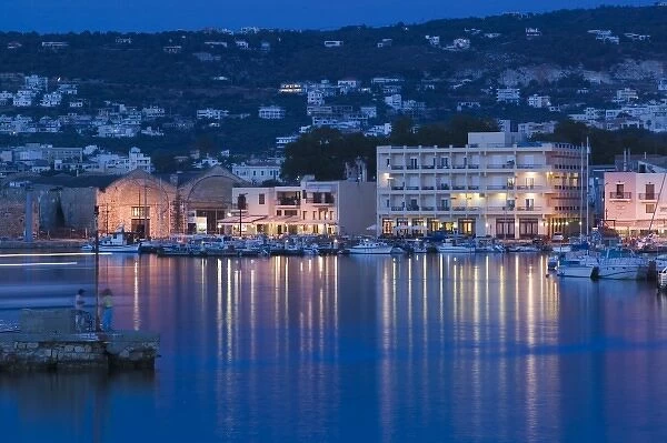 GREECE, CRETE, Hania Province, Hania: Dusk  /  Evening at the Venetian Port
