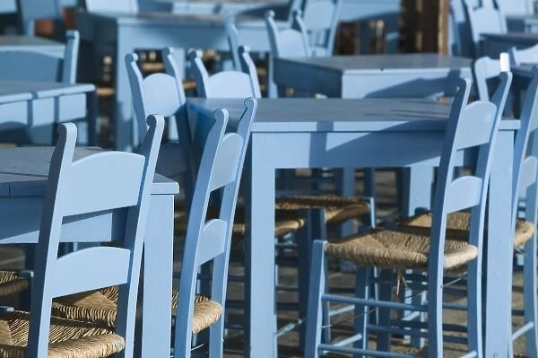 GREECE, CRETE, Hania Province, Hania: Venetian Port  /  Cafe Tables