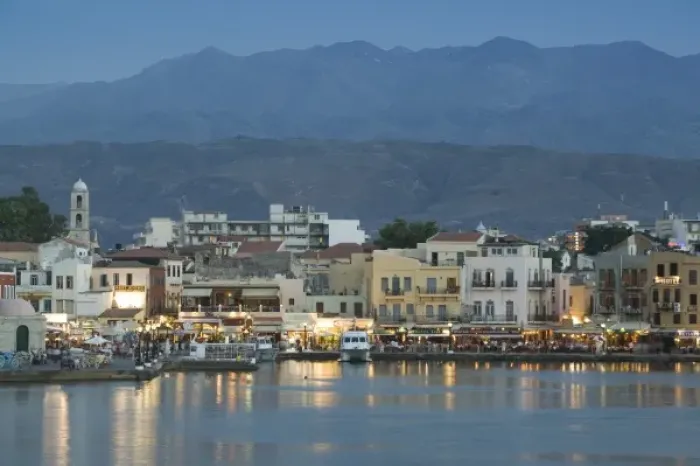 Framed Print : GREECE, CRETE, Hania Province, Hania: Dusk / Evening at the Venetian Port Framed Print : GREECE, CRETE, Hania Province, Hania: Dusk / Evening at the Venetian Port