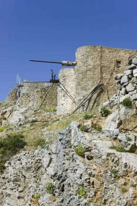 Framed Print : GREECE, CRETE, Iraklio Province, Ano Kera: Windmill Ruins above Lasithi Plateau