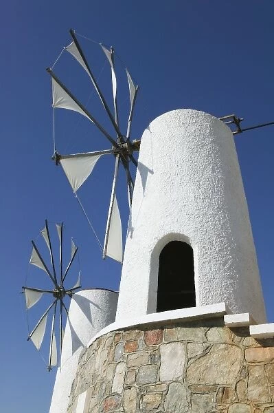 GREECE, CRETE, Iraklio Province, Ano Kera: Traditional Cretan Windmills