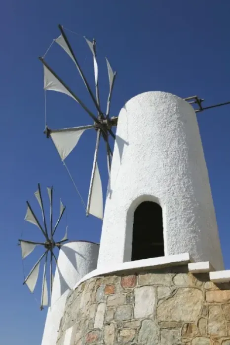 Framed Print : GREECE, CRETE, Iraklio Province, Ano Kera: Traditional Cretan Windmills