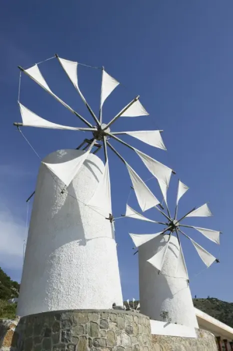 Framed Print : GREECE-CRETE-Iraklio Province-Ano Kera: Traditional Cretan Windmills