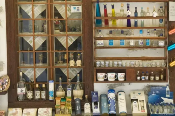 Framed Print : GREECE, CRETE, Lasithi Province, Kritsa: Ouzo Shop Display