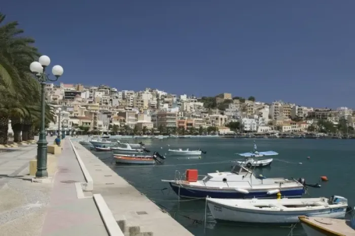 Framed Print : GREECE, CRETE, Lasithi Province, Sitia: Town View from Harbor Framed Print : GREECE, CRETE, Lasithi Province, Sitia: Town View from Harbor