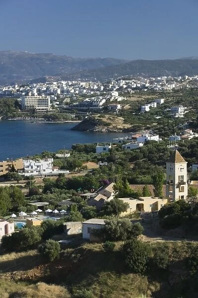 GREECE, CRETE, Lasithi Province, Agios Nikolaos: Tourist Hotel Area  /  Late Afternoon