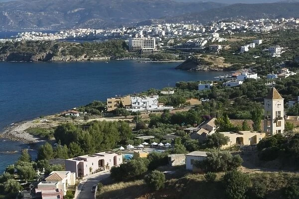 GREECE, CRETE, Lasithi Province, Agios Nikolaos: Tourist Hotel Area  /  Late Afternoon