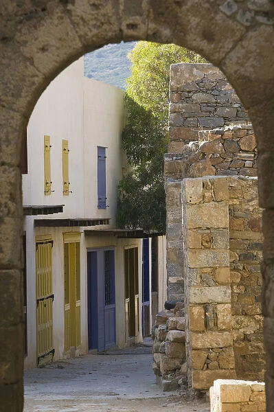GREECE-CRETE-Lasithi Province-Spinalonga Island: 16th Century Venetian Fortress-Archway
