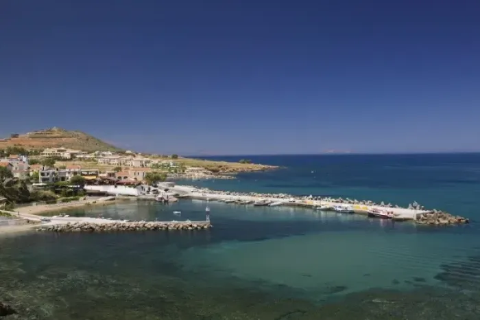 Framed Print : GREECE, CRETE, Rethymno Province, Panormo: North Coast Beach Resort, Town Pier