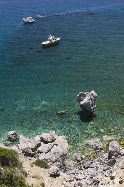 GREECE, CRETE, Rethymno Province, Preveli: View of Preveli Beach also known as Paralia