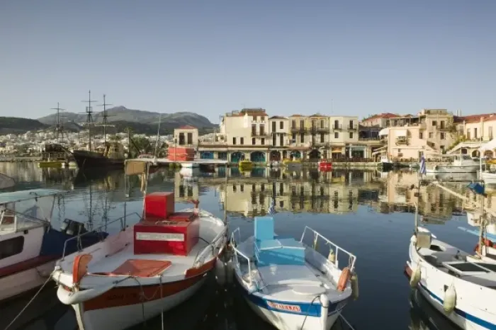 Framed Print : GREECE, CRETE, Rethymno Province, Rethymno: Venetian Harbor  /  Morning