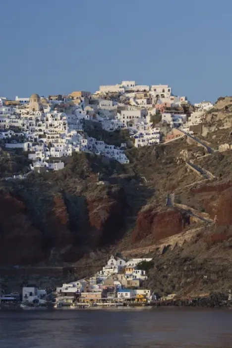 Framed Print : Greece, Cyclades, Island of Santorini (aka Thira). Typical cliff top homes