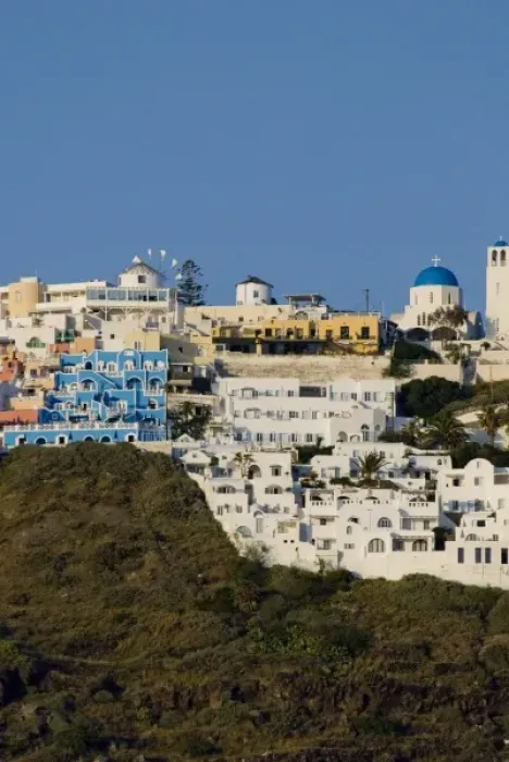 Framed Print : Greece, Cyclades, Island of Santorini (aka Thira). Capital city of Fira located a Framed Print : Greece, Cyclades, Island of Santorini (aka Thira). Capital city of Fira located a