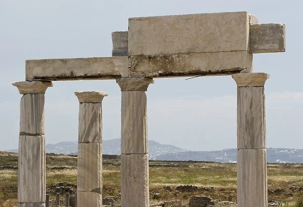 Greece, Delos. Ruins of ancient temple