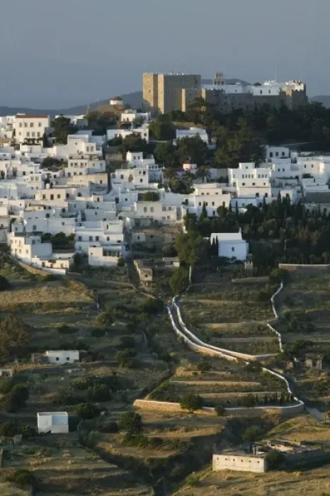Framed Print : GREECE, Dodecanese Islands, PATMOS, Hora: Hillside Town View and Monastery of St Framed Print : GREECE, Dodecanese Islands, PATMOS, Hora: Hillside Town View and Monastery of St