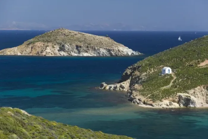 Framed Print : GREECE, Dodecanese Islands, PATMOS, Kampos: View of Kampos Bay