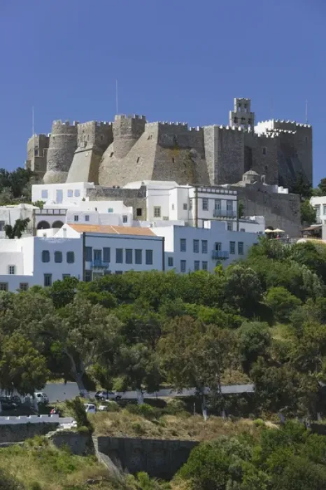 Framed Print : GREECE-Dodecanese Islands-PATMOS-Hora: Monastery of St. John the Theologian (12th Framed Print : GREECE-Dodecanese Islands-PATMOS-Hora: Monastery of St. John the Theologian (12th