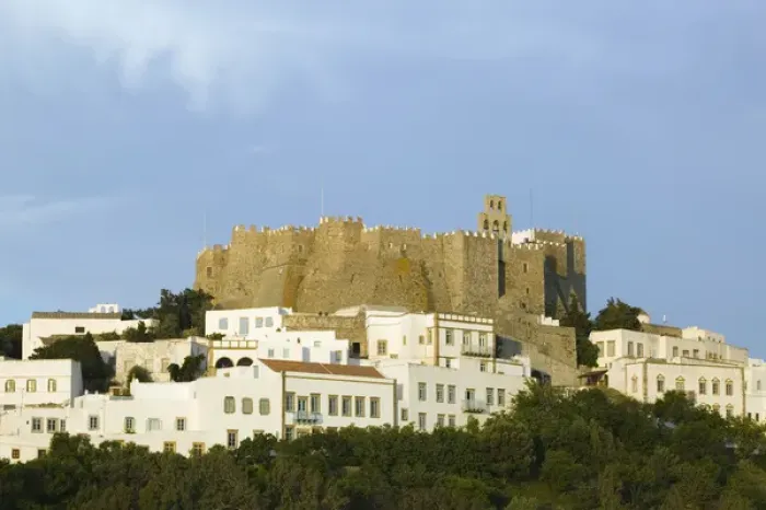 Framed Print : GREECE-Dodecanese Islands-PATMOS-Hora: Monastery of St. John the Theologian (12th