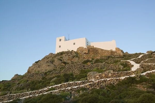 GREECE, Dodecanese Islands, PATMOS, Hora: St. Ilias Hill and Church  /  Sunset