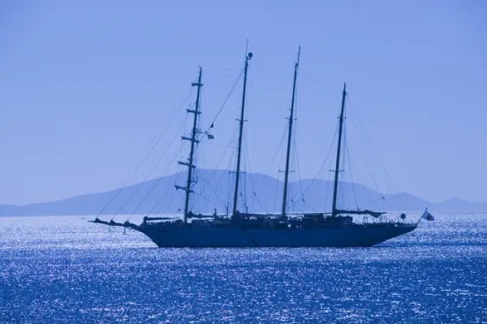 Framed Print : GREECE-Dodecanese Islands-PATMOS-Skala: Sailing Cruiseship in Skala Harbor Framed Print : GREECE-Dodecanese Islands-PATMOS-Skala: Sailing Cruiseship in Skala Harbor