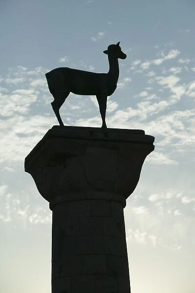 GREECE, Dodecanese Islands, RHODES, Rhodes Town: Mandraki Harbor, Pedestal with Deer