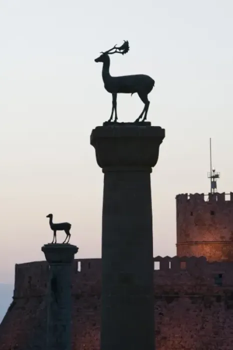 Framed Print : GREECE, Dodecanese Islands, RHODES, Rhodes Town: Stag Column (Symbol of Rhodes) / Framed Print : GREECE, Dodecanese Islands, RHODES, Rhodes Town: Stag Column (Symbol of Rhodes) /