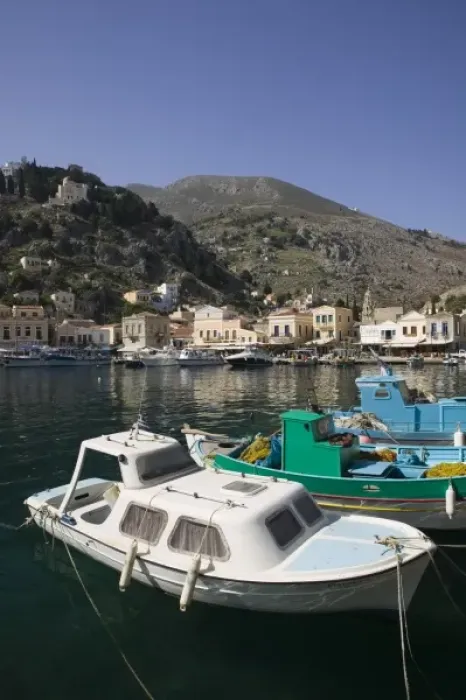 Framed Print : GREECE, Dodecanese Islands, SYMI, Symi Town / Gialos: View of Symi Harbor Framed Print : GREECE, Dodecanese Islands, SYMI, Symi Town / Gialos: View of Symi Harbor