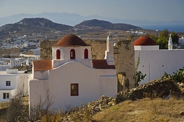 Greece and Greek Island of Mykonos and one of many chapels thoughout the entire island