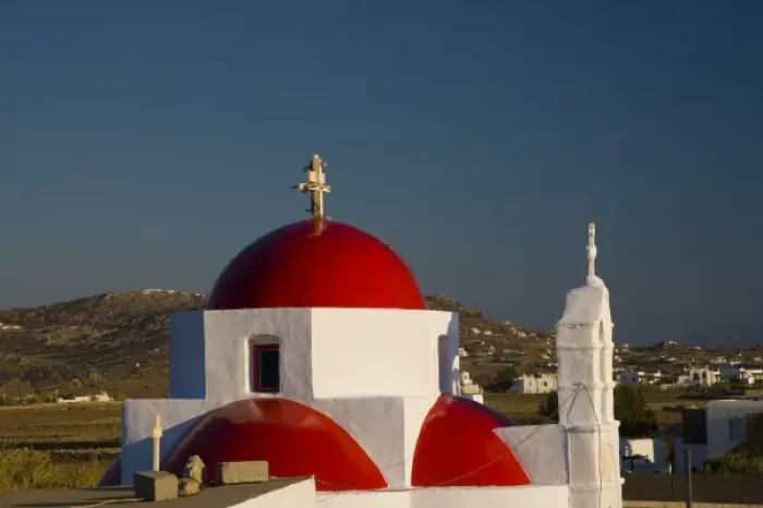Framed Print : Greece and Greek Island of Mykonos and one of many chapels thoughout the entire island