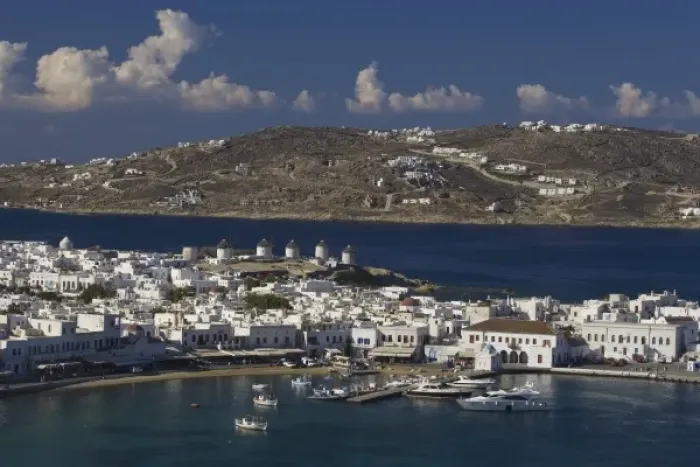 Framed Print : Greece and Greek Island of Mykonos and the harbor town of Hora Framed Print : Greece and Greek Island of Mykonos and the harbor town of Hora