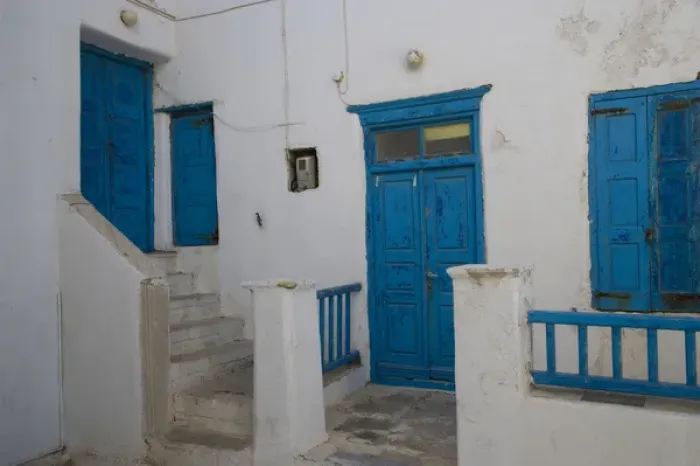 Framed Print : Greece and Greek Island of Mykonos and the harbor town of Hora and old white building