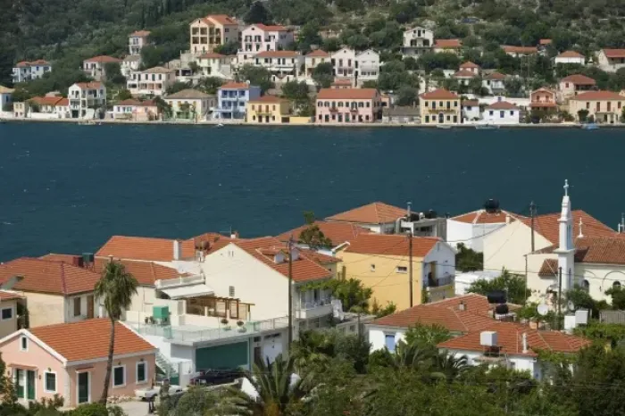 Framed Print : GREECE, Ionian Islands, ITHAKI (Ithaca), Vathy: Ithakis Main Town, Overview