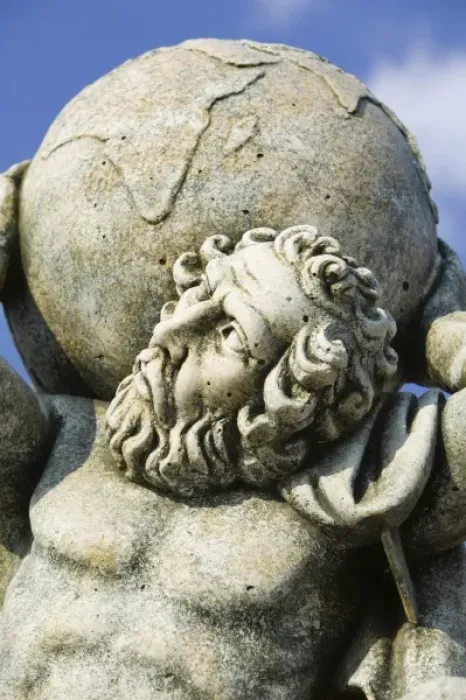 Framed Print : GREECE, Ionian Islands, KEFALONIA, Kokolata: Greek Lawn Ornament Statue Showplace
