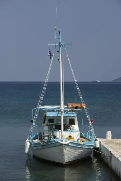 Framed Print : GREECE, Ionian Islands, KEFALONIA, Agia Efymia: Fishing Boat, Efymia Bay