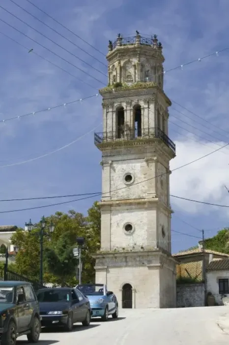 Framed Print : GREECE, Ionian Islands, ZAKYNTHOS, KILIOMENO: Bell Tower of St. Nikolaos Church