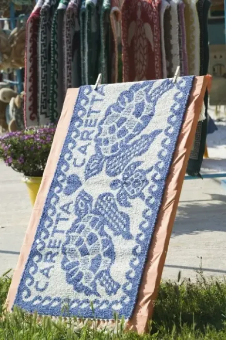 Framed Print : GREECE, Ionian Islands, ZAKYNTHOS, ANAFONITRIA: Locally made Rug with Caretta caretta